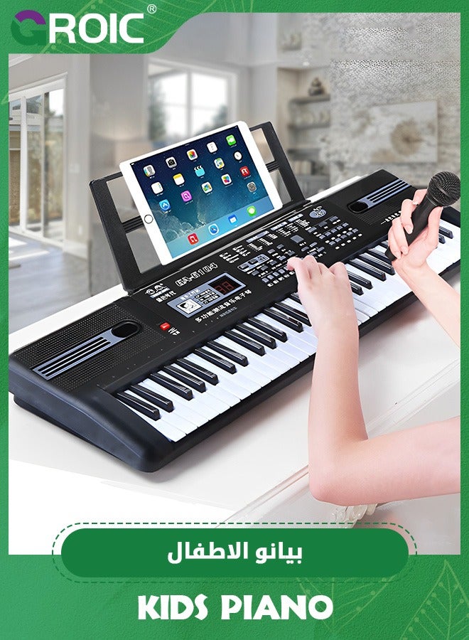 61 keys piano keyboard,Electronic Digital Piano with Built-In Speaker Microphone, Sheet Stand and Power Supply, Portable piano Keyboard Gift for Beginners