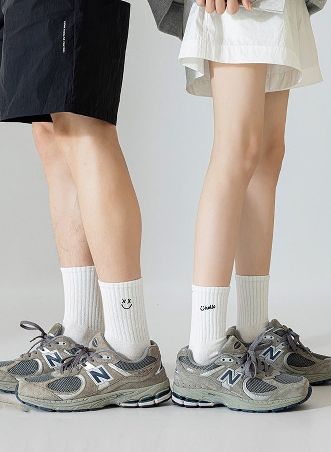 2 Ppairs Of White Middle Tube Socks, Novelty Couple Socks, Adult Men And Women Middle Tube Socks, Valentine's Day Gift