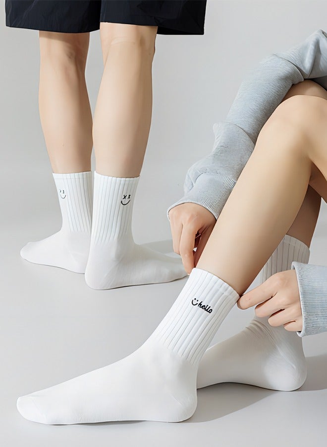 2 Ppairs Of White Middle Tube Socks, Novelty Couple Socks, Adult Men And Women Middle Tube Socks, Valentine's Day Gift