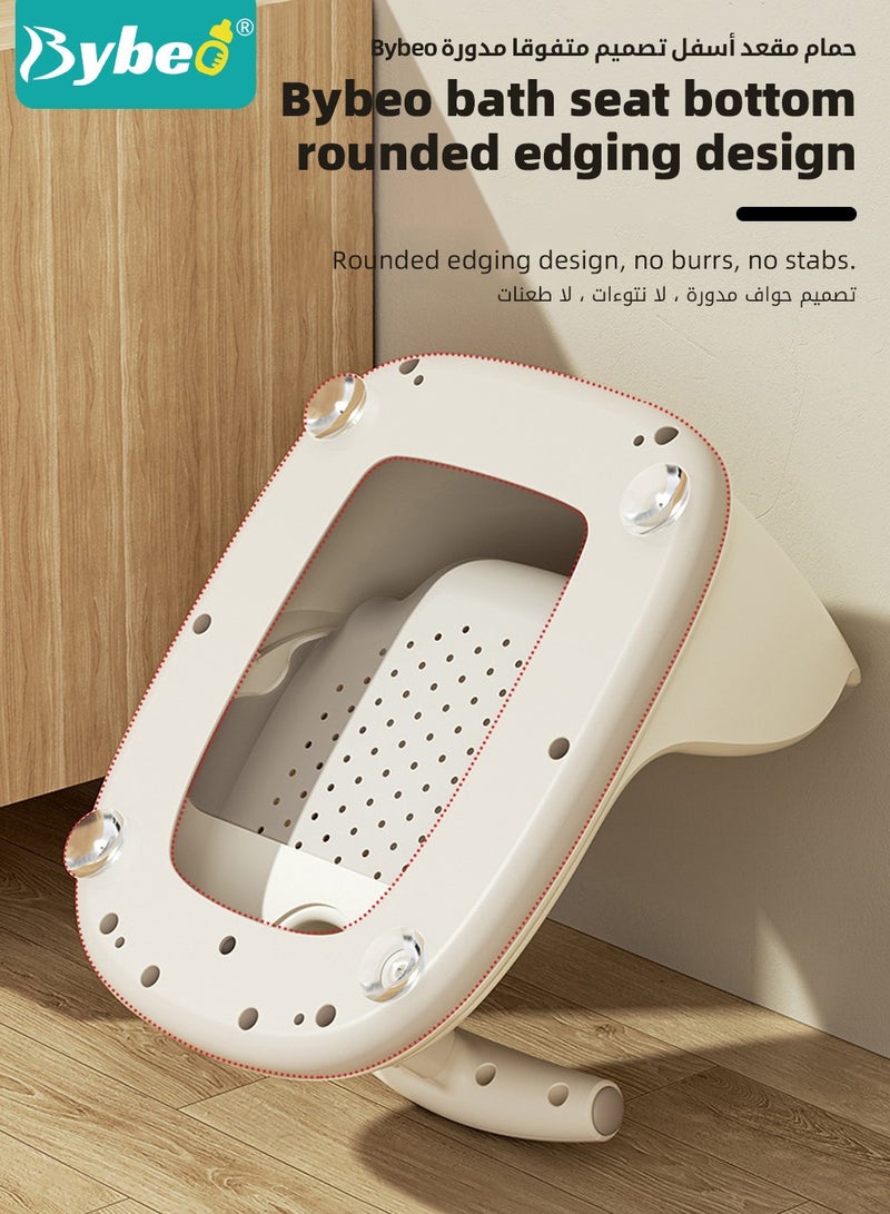 Baby Bath Seat, Baby Bathtub Seat with Water Thermometer, Infants Bathtub Chair with toys tray/ Strong Suction Cup/Non-Slip Soft Mat, Baby Bath Must-Have, with Shampoo Cap/Cup/Brush, Four ducky toys