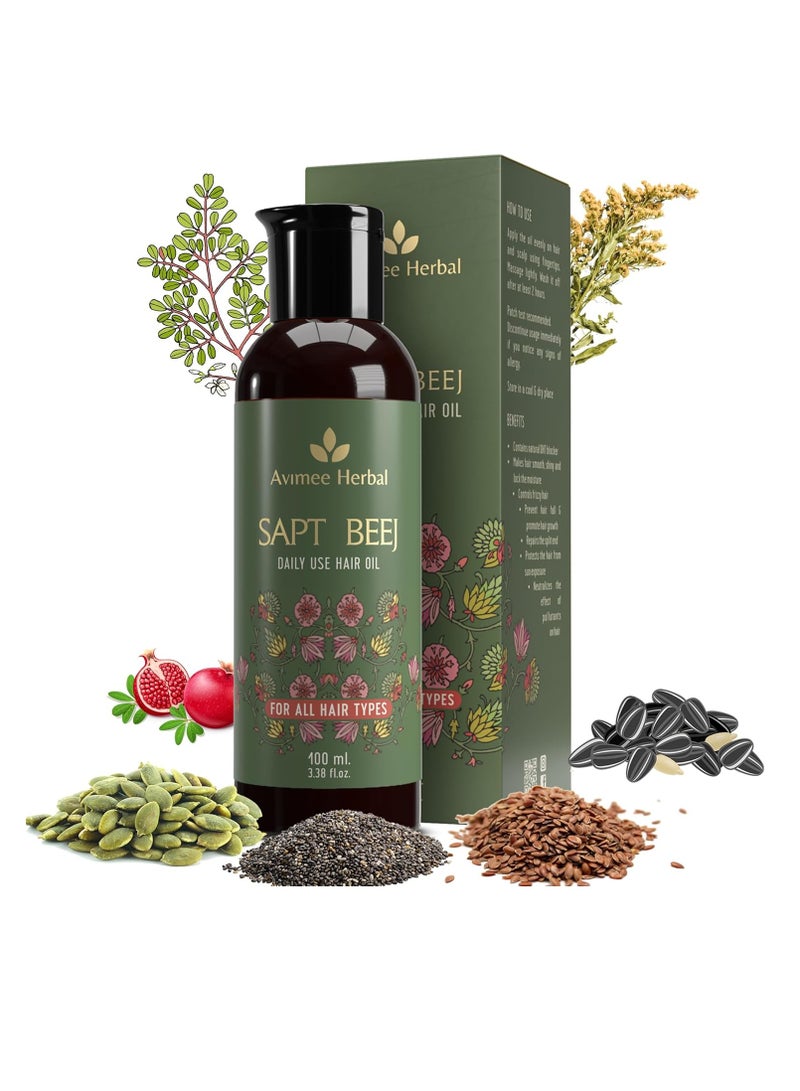 Avimee Herbal Sapt Beej Hair Oil Packed With Goodness of 7 Seeds in One Your Daily Hair Oil Non Greasy Non Oily Mineral Oil Free 100ml