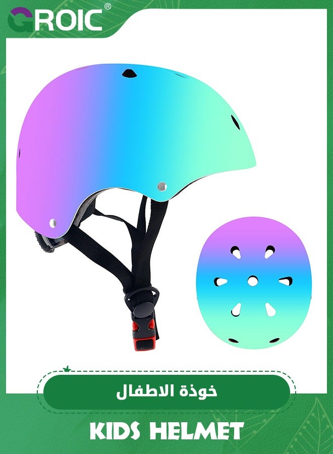 Colorful Gradient Helmet for kids, Kids Bike Helmets,Adjustable Multi-Sport Protective Gear Set,Kid Bicycle Helmet Kids Skateboard Helmet