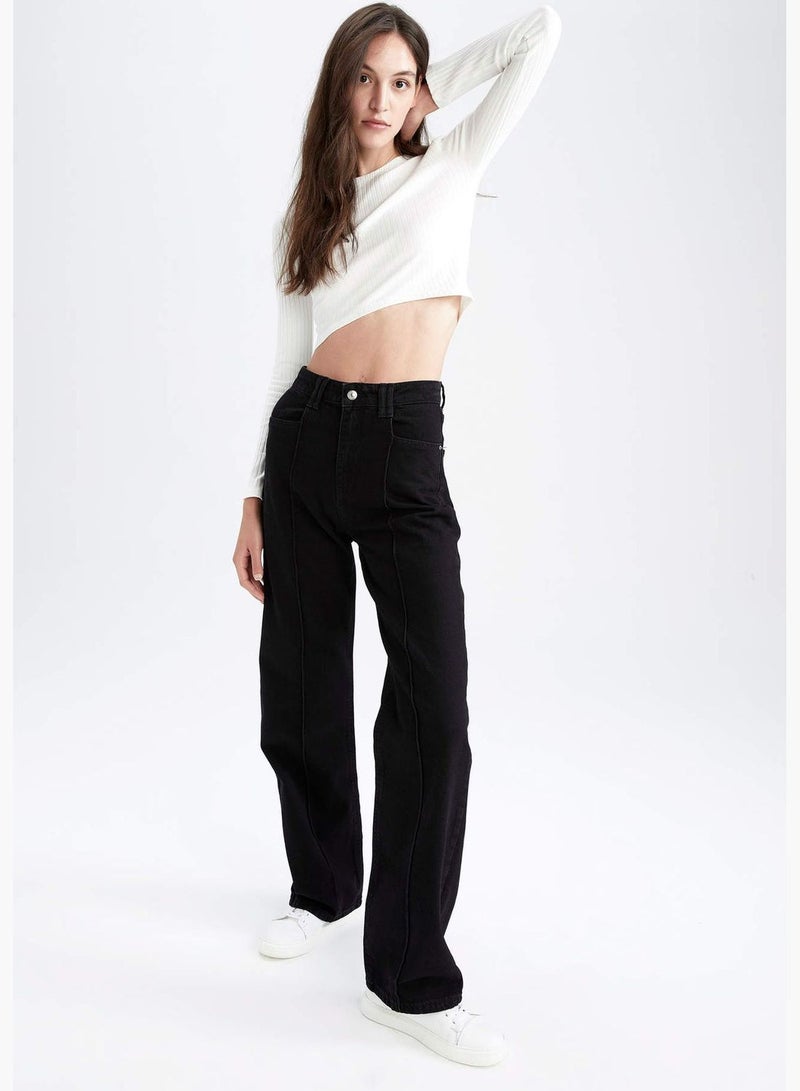 Woman Wide Leg Denim Trousers