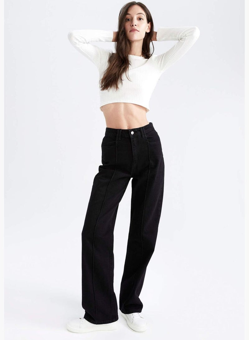 Woman Wide Leg Denim Trousers