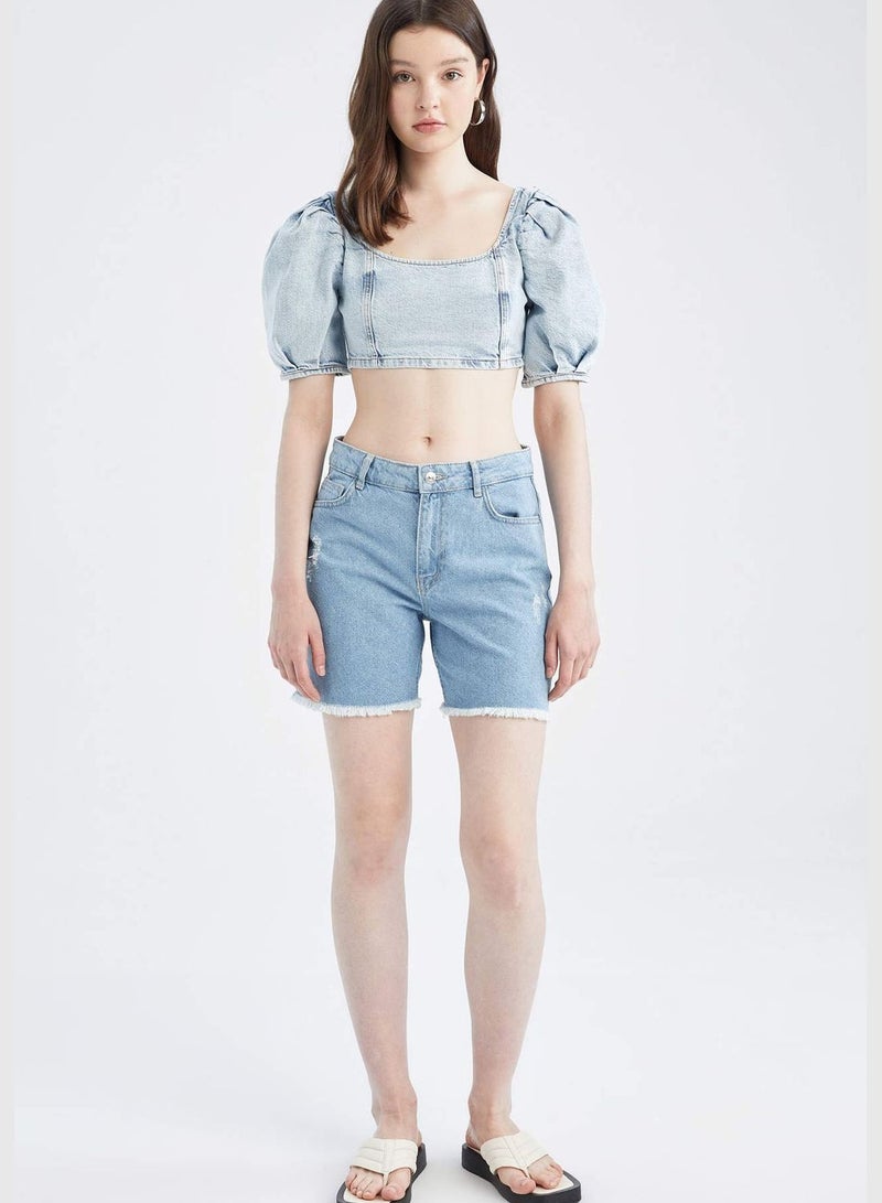 Boyfriend Fit Mini Denim Shorts