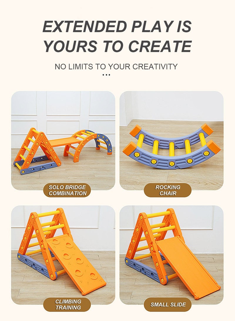 Triangle Set 4 in1 Foldable Baby Climbing Toys Wooden Montessori Climbing Set with Arch&Ramp&Ladder Baby Climber Indoor Jungle Gyms for Toddlers Montessori Toys