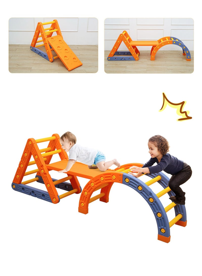 Triangle Set 4 in1 Foldable Baby Climbing Toys Wooden Montessori Climbing Set with Arch&Ramp&Ladder Baby Climber Indoor Jungle Gyms for Toddlers Montessori Toys