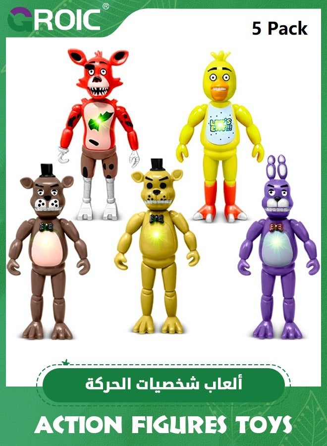 5 Pcs Action Figures Set, 6.14 Inches Movable Joints Collectible Toys Set with Light for Toys Dolls Gifts Cake Toppers, Action Figures Toys Dolls Set with Light