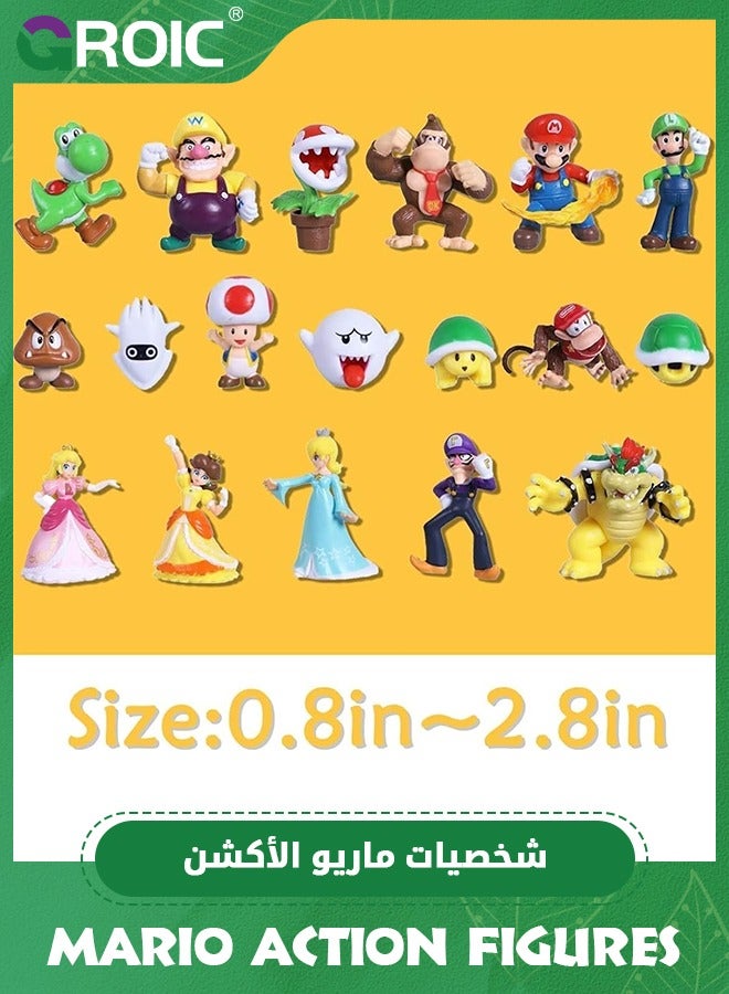 18 Pieces/Set Mario Toys Figurine Set PVC Mini Anime Figure Figure Cute Collectible Toys Birthday Cake Decoration Party Supplies Gift, Action figures Bros Princess Decoration Mario Figures Toy