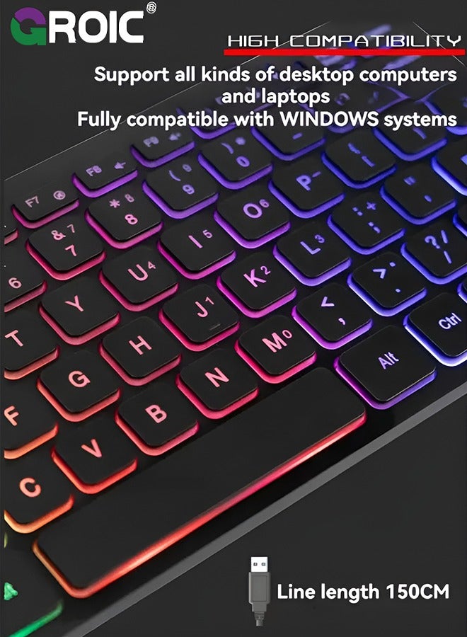 Wired Gaming Keyboard, RGB Backlit Compact Mini Keyboard, Ultra-Lightweight USB Keyboard 78 Keys for PC Gamer, Typist, Travel, Easy to Carry on Business Trip