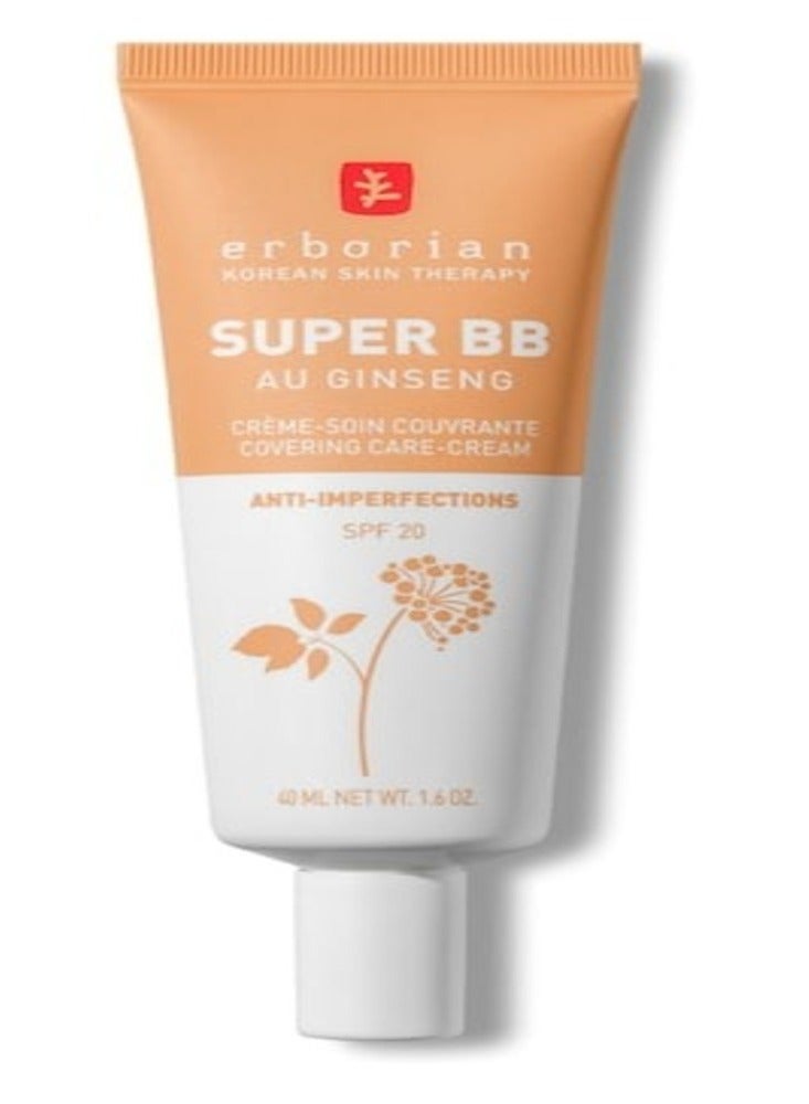 ERBORIAN Super BB Cream Au Ginseng, Doré - High Coverage, Radiant Look, 40ml