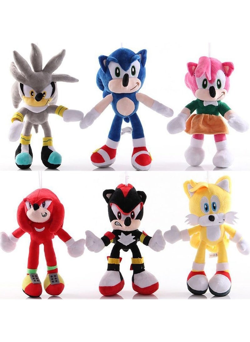 6pcs Sonic The Hedgehog Action Figures Plush Toys Stuffed Animals Puppets Set Hedgehog Tails Knuckles Shadow Tomy Amy Plush Doll