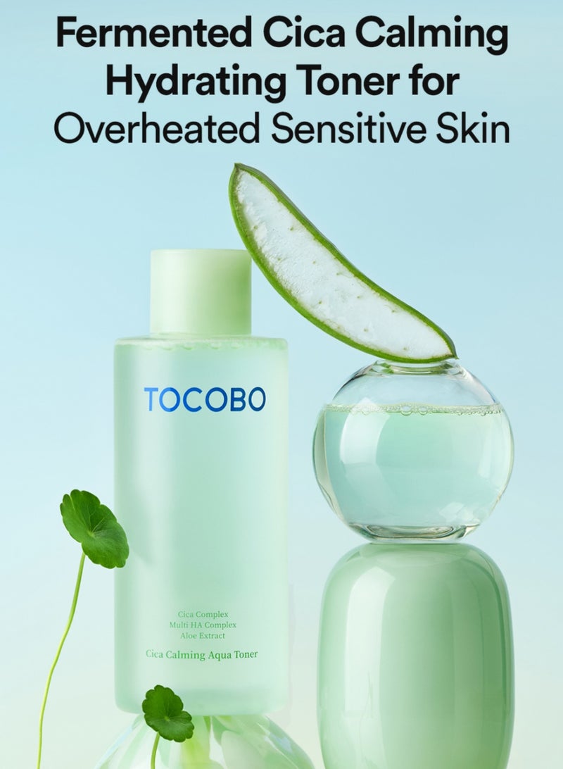 Tocobo Cica Aqua Calming Toner 200ml & Tocobo Cica Gel Cream 75ml & Cica Cooling Sun Stick | Includes Face Scrubber | Calming, Hydrating, and Protective Skincare Set