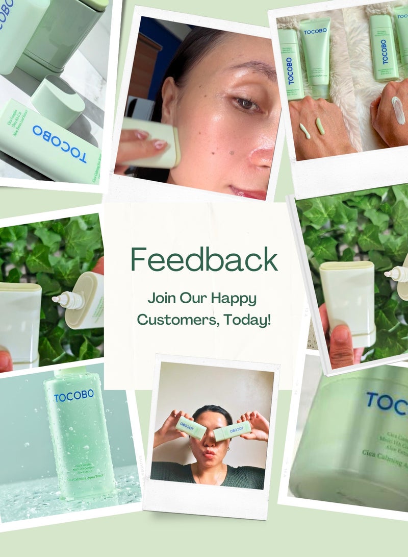 Tocobo Cica Aqua Calming Toner 200ml & Tocobo Cica Gel Cream 75ml & Cica Cooling Sun Stick | Includes Face Scrubber | Calming, Hydrating, and Protective Skincare Set