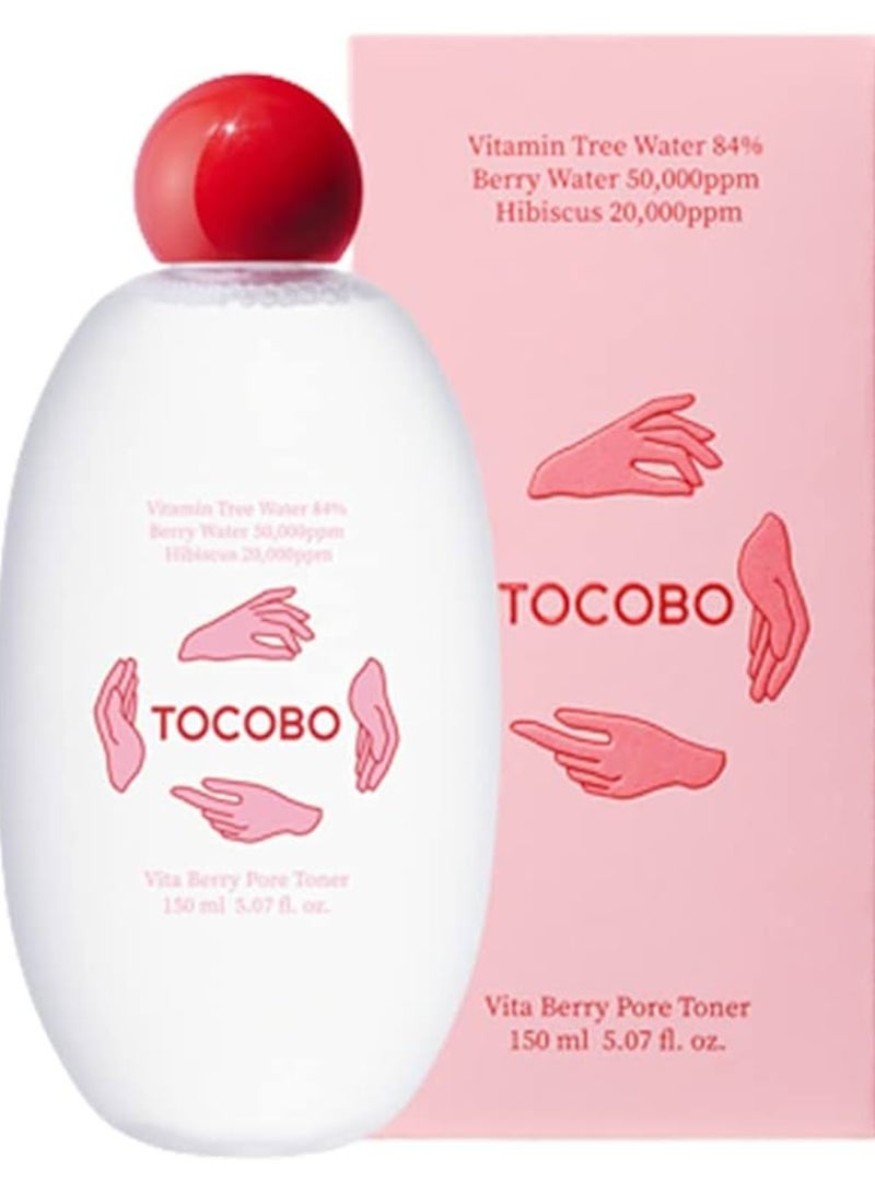 TOCOBO Vita Berry Pore Toner 150ml – Vitamin-Rich Facial Toner for Pore Tightening, Oily & Combination Skin – Vegan, Alcohol-Free Korean Skincare