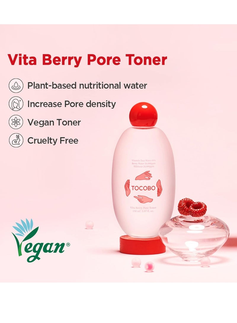 TOCOBO Vita Berry Pore Toner 150ml – Vitamin-Rich Facial Toner for Pore Tightening, Oily & Combination Skin – Vegan, Alcohol-Free Korean Skincare