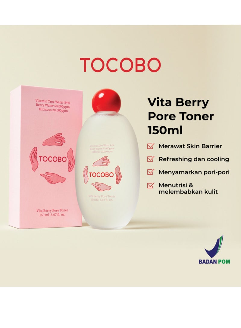 TOCOBO Vita Berry Pore Toner 150ml – Vitamin-Rich Facial Toner for Pore Tightening, Oily & Combination Skin – Vegan, Alcohol-Free Korean Skincare