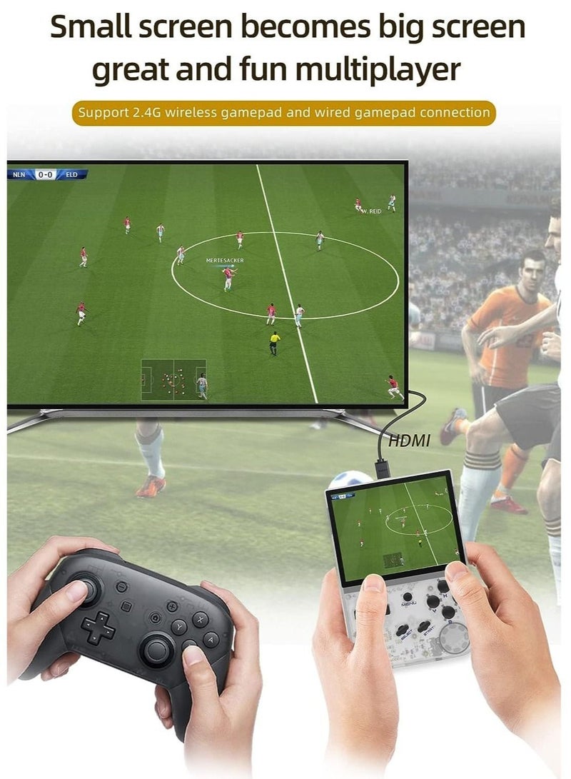 RG35XX Handheld Game Console, 3.5 Inch IPS Screen Linux System Retro Video Games Consoles, Portable Pocket Video Player with 8000+ Games (White, 64G+128G)