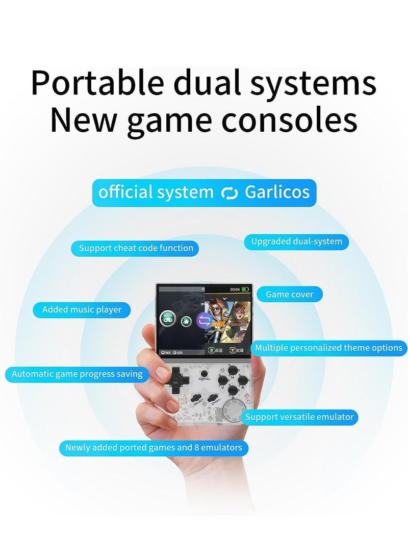 RG35XX Handheld Game Console, 3.5 Inch IPS Screen Linux System Retro Video Games Consoles, Portable Pocket Video Player with 8000+ Games (White, 64G+128G)