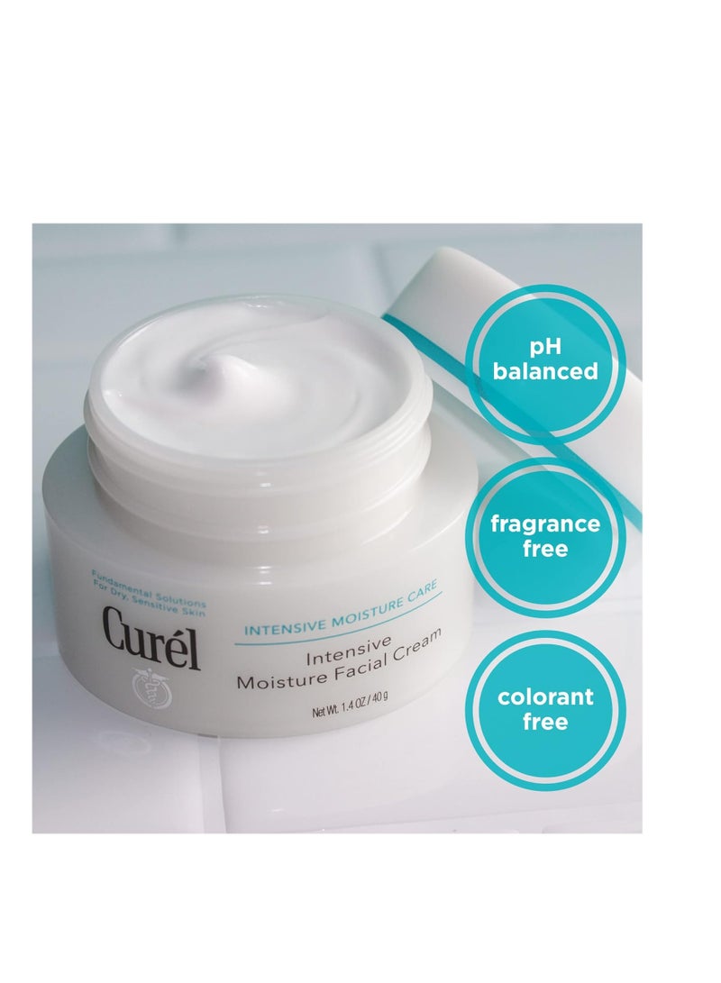 Curel Japanese Skin Care Intensive Face Moisturizer Cream, Face Lotion for Dry to Very Dry Sensitive Skin, For Women and Men, Anti-Aging Fragrance-Free Anti-Wrinkle, 1.4 oz