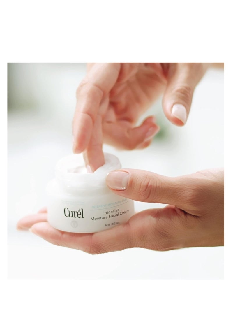 Curel Japanese Skin Care Intensive Face Moisturizer Cream, Face Lotion for Dry to Very Dry Sensitive Skin, For Women and Men, Anti-Aging Fragrance-Free Anti-Wrinkle, 1.4 oz
