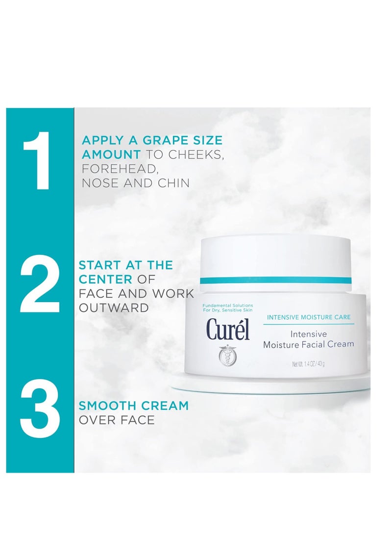 Curel Japanese Skin Care Intensive Face Moisturizer Cream, Face Lotion for Dry to Very Dry Sensitive Skin, For Women and Men, Anti-Aging Fragrance-Free Anti-Wrinkle, 1.4 oz