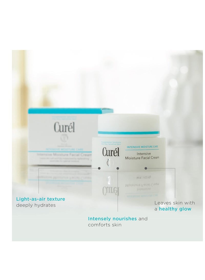 Curel Japanese Skin Care Intensive Face Moisturizer Cream, Face Lotion for Dry to Very Dry Sensitive Skin, For Women and Men, Anti-Aging Fragrance-Free Anti-Wrinkle, 1.4 oz