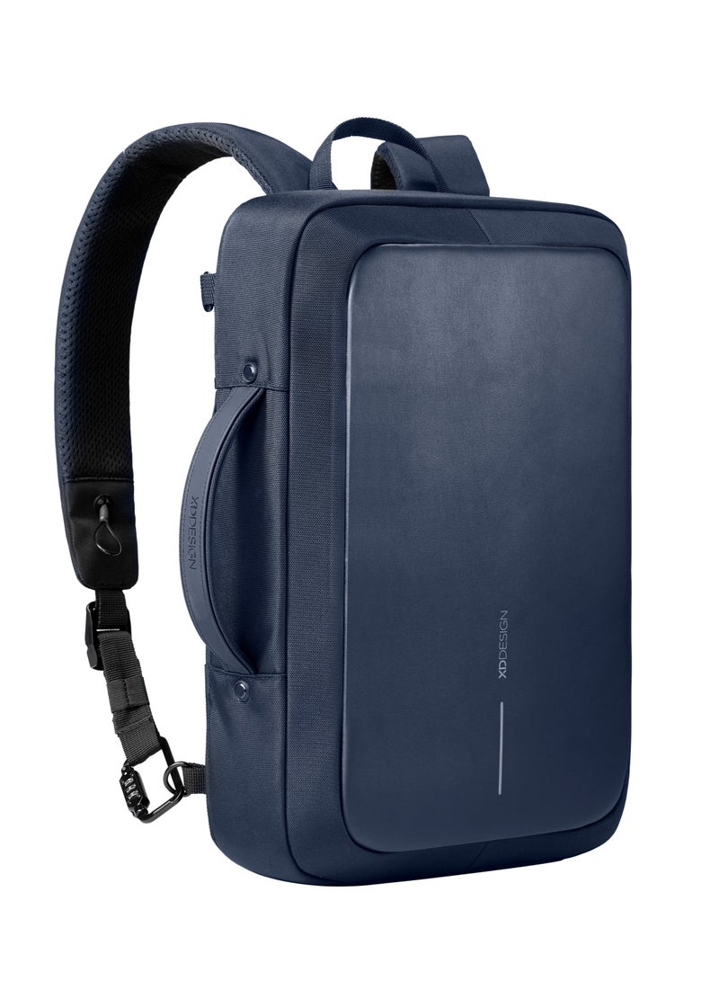 Bobby Bizz 2.0 | Anti-Theft Backpack & Briefcase, Convertible Laptop & Tablet Travel Bag, Hidden Zipper, Cut Resistant, RFID Protected Pocket, Multi Compartments & Water Repellant - Navy Blue