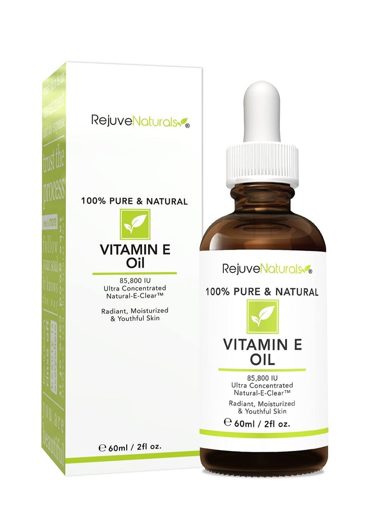 Vitamin E Oil - 100% Pure & Natural, 85,800 IU. Repair Dry, Damaged Skin from Surgery & Acne, Age Spots & Wrinkles. Boost Collagen for Moisturized, Youthful-looking Skin. d-alpha tocopherol, 2 Fl Oz