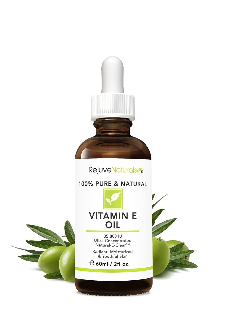 Vitamin E Oil - 100% Pure & Natural, 85,800 IU. Repair Dry, Damaged Skin from Surgery & Acne, Age Spots & Wrinkles. Boost Collagen for Moisturized, Youthful-looking Skin. d-alpha tocopherol, 2 Fl Oz