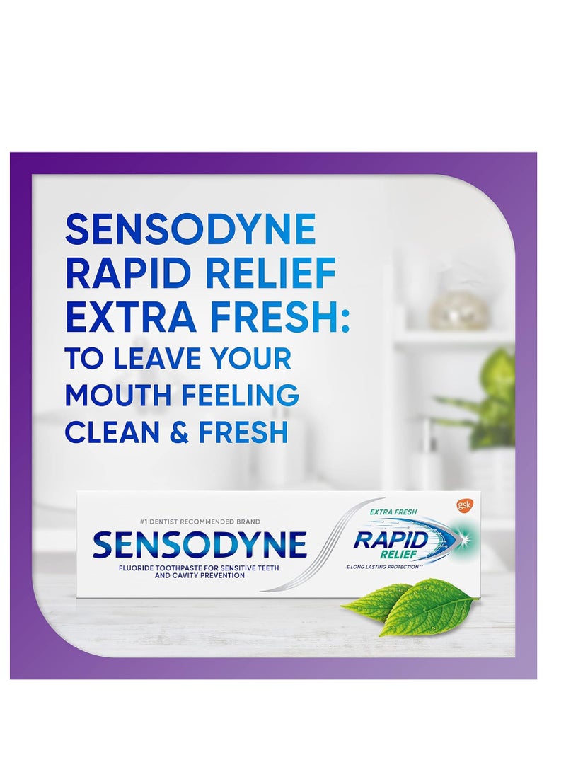 Sensodyne Rapid Relief Sensitive Toothpaste, Extra Fresh - 3.4 Ounces (Pack of 3)