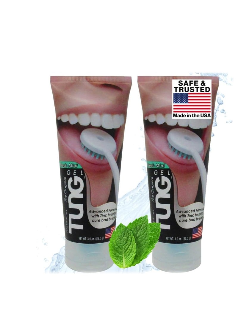 Tung Tongue Gel | Fresh Mint Tongue Cleaning Paste | Bad Breath and Halitosis | Mouth Odor Eliminator | Use with Tongue Brushes & Scrapers | Made in America (2 Pack)