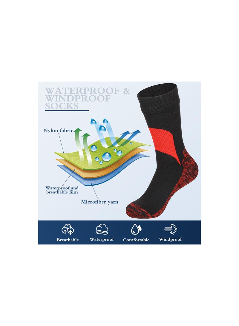 Unisex Waterproof Socks - Breathable and Weatherproof for Outdoor Activities like Hiking, Fishing, Camping, Running, and Skiing (2 Pairs, Size M)