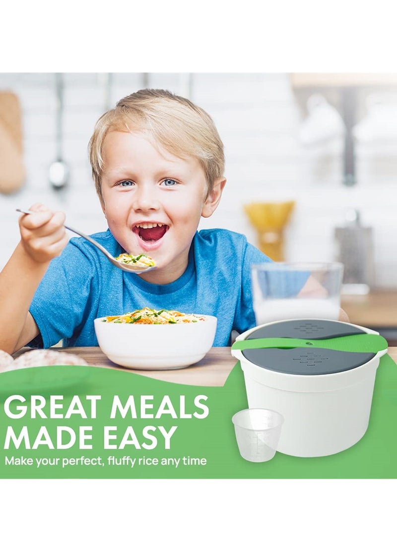 Easy Microwave Rice and Pasta Cooker Set with Spoon, Perfect for Quick Meals and Reheating