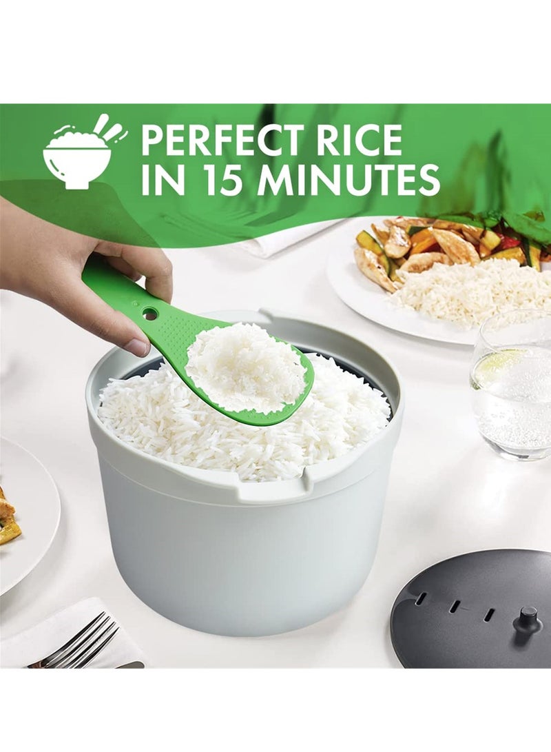 Easy Microwave Rice and Pasta Cooker Set with Spoon, Perfect for Quick Meals and Reheating