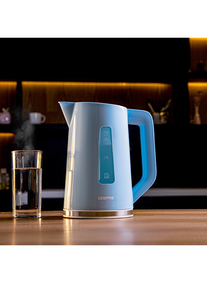 1.7L Cordless Electric Kettle - Safety Lock, Boil Dry Protection | Heats Up Quickly & Easily | Boiler For Hot Water, Soup, Tea & Coffee Maker 1.7 L 2200 W GK5449 Light Blue