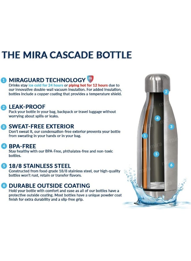 MIRA 12 oz Stainless Steel Vacuum Insulated Kids Water Bottle - Double Walled Cola Shape Thermos - 24 Hours Cold, 12 Hours Hot - Reusable Metal Water Bottle - Leak-Proof Sports Flask - Lemon Yellow
