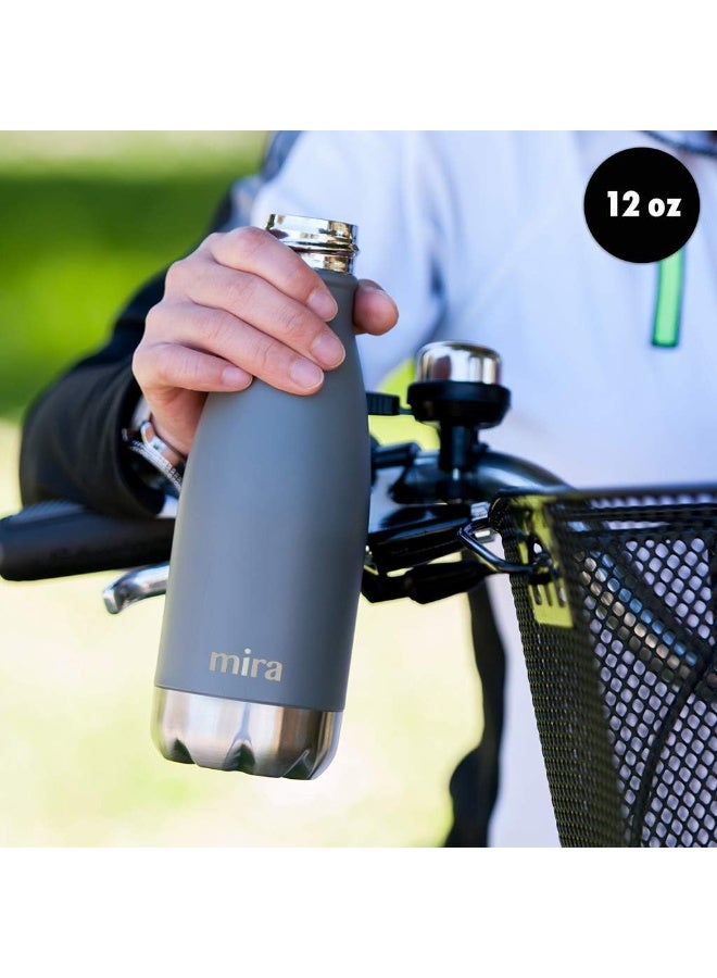 MIRA 12 oz Stainless Steel Vacuum Insulated Kids Water Bottle - Double Walled Cola Shape Thermos - 24 Hours Cold, 12 Hours Hot - Reusable Metal Water Bottle - Leak-Proof Sports Flask - Lemon Yellow