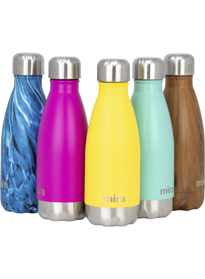 MIRA 12 oz Stainless Steel Vacuum Insulated Kids Water Bottle - Double Walled Cola Shape Thermos - 24 Hours Cold, 12 Hours Hot - Reusable Metal Water Bottle - Leak-Proof Sports Flask - Lemon Yellow