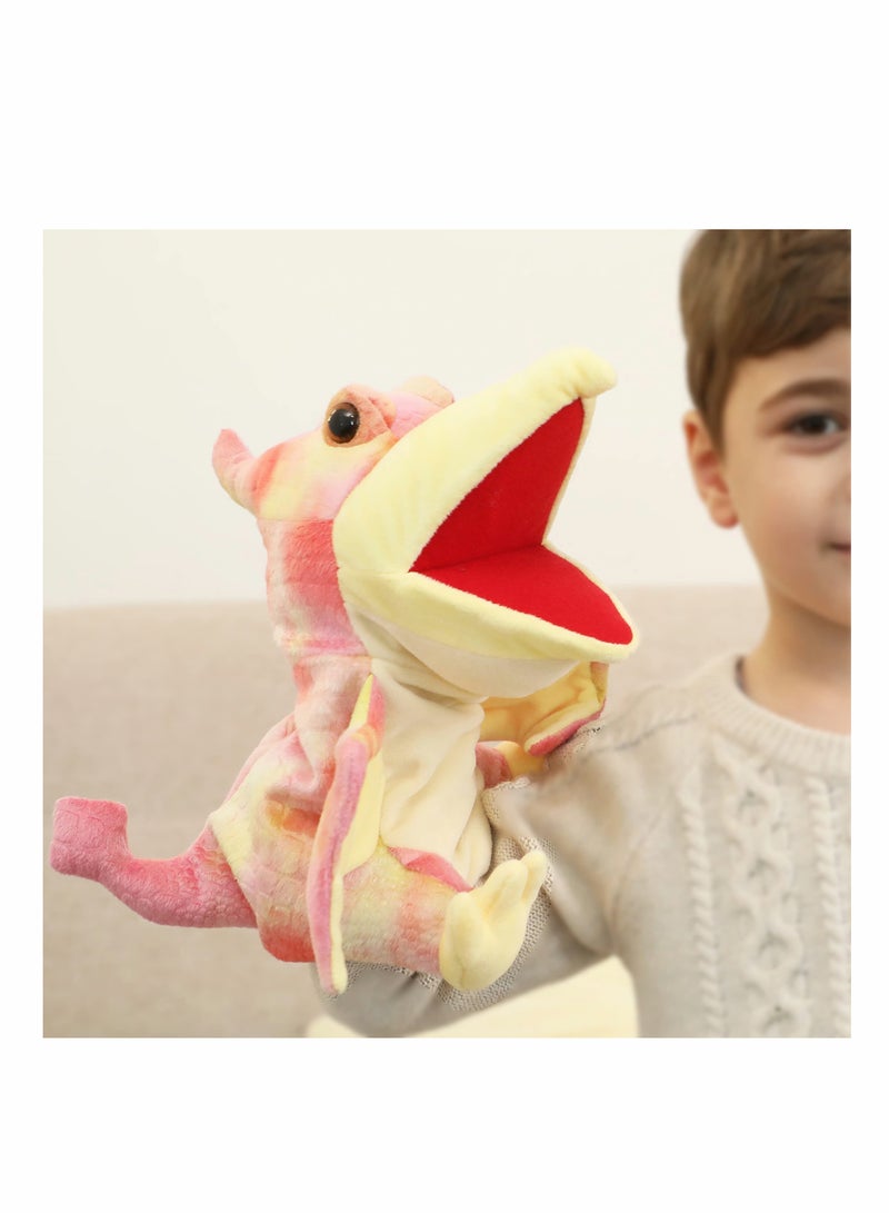 Dinosaur Hand Puppets, Pterosaur Rex Jurassic World Stuffed Animal Soft Plush Toy, Open Movable Mouth Finger Gift, Birthday Gifts for Kids, Creative Role Play