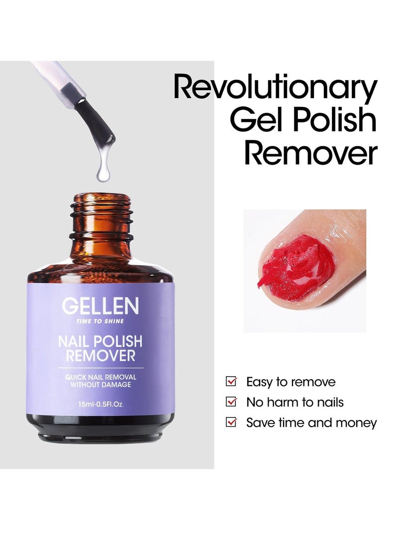 Gellen Gel Polish Remover Kit - Gel Nail Polish Remover with Latex Tape Peel Off Liquid and Manicure Tools, Quick & Easy Gel Polish Remover in 2-5 minutes, No Damage to Nails