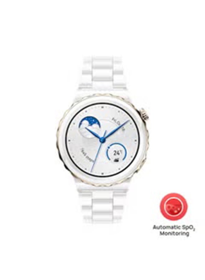 Renewed - Watch GT 3 Pro Smart Watch Gold Bezel White Ceramic Case With White Ceramic Strap White