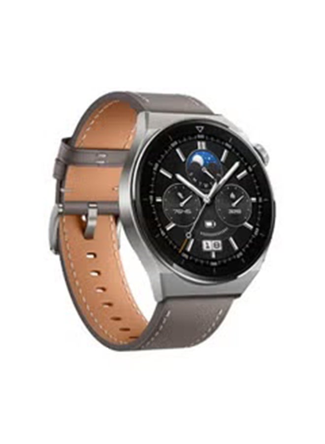 Renewed - Watch GT 3 Pro SmartWatch Titanium Case 46mm Grey Leather Strap Grey