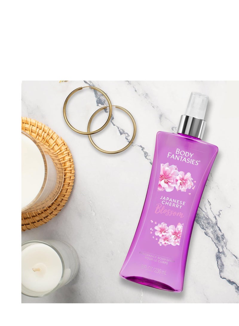 Body Fantasies Signature Fragrance Body Spray, Japanese Cherry Blossom, 8 fl oz (Pack of 2)