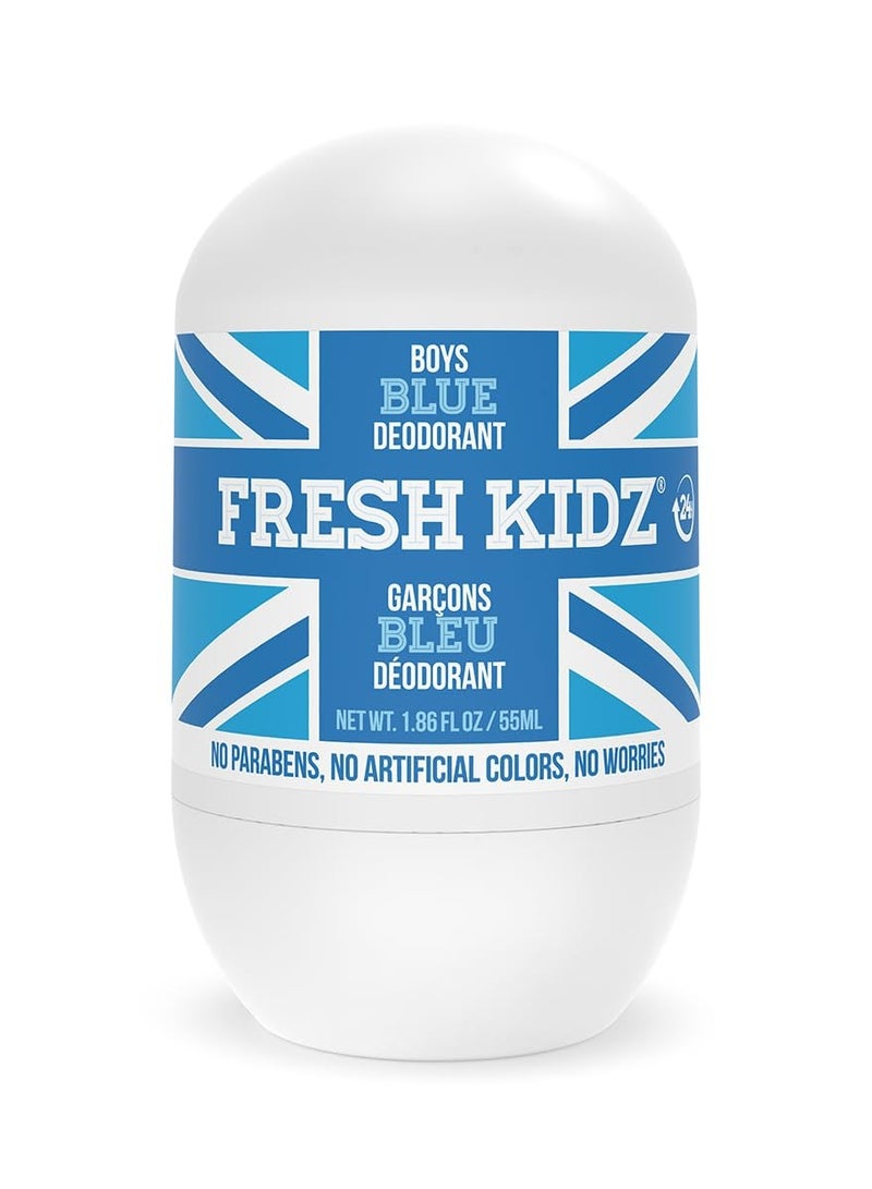 Fresh Kidz Roll On Deodorant for Kids and Teens - Baking Soda and Aluminum-free 24 Hour Protection for Sensitive Skin - Boys 