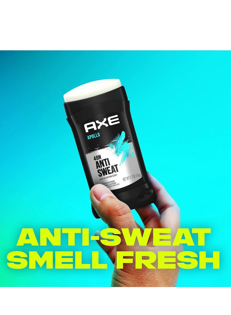 AXE Apollo Antiperspirant Deodorant Stick For Men Sage & Cedarwood 48 Hr Anti Sweat Mens Deodorant, 2.7 Ounce (Pack of 4)