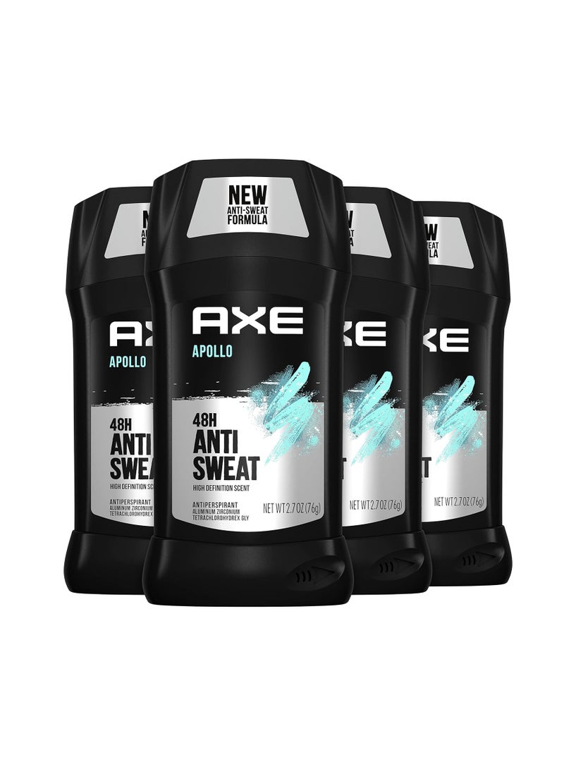 AXE Apollo Antiperspirant Deodorant Stick For Men Sage & Cedarwood 48 Hr Anti Sweat Mens Deodorant, 2.7 Ounce (Pack of 4)