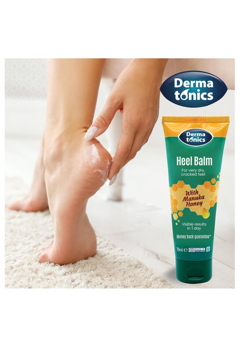 Manuka Honey Heel & Elbow Cream - Moisturizing & Exfoliating Care for Dry, Cracked Heels & Feet, Softening Callus Remover, Hydrating Foot Balm for Smooth, Healthy Skin - 2.37 fl oz Tube