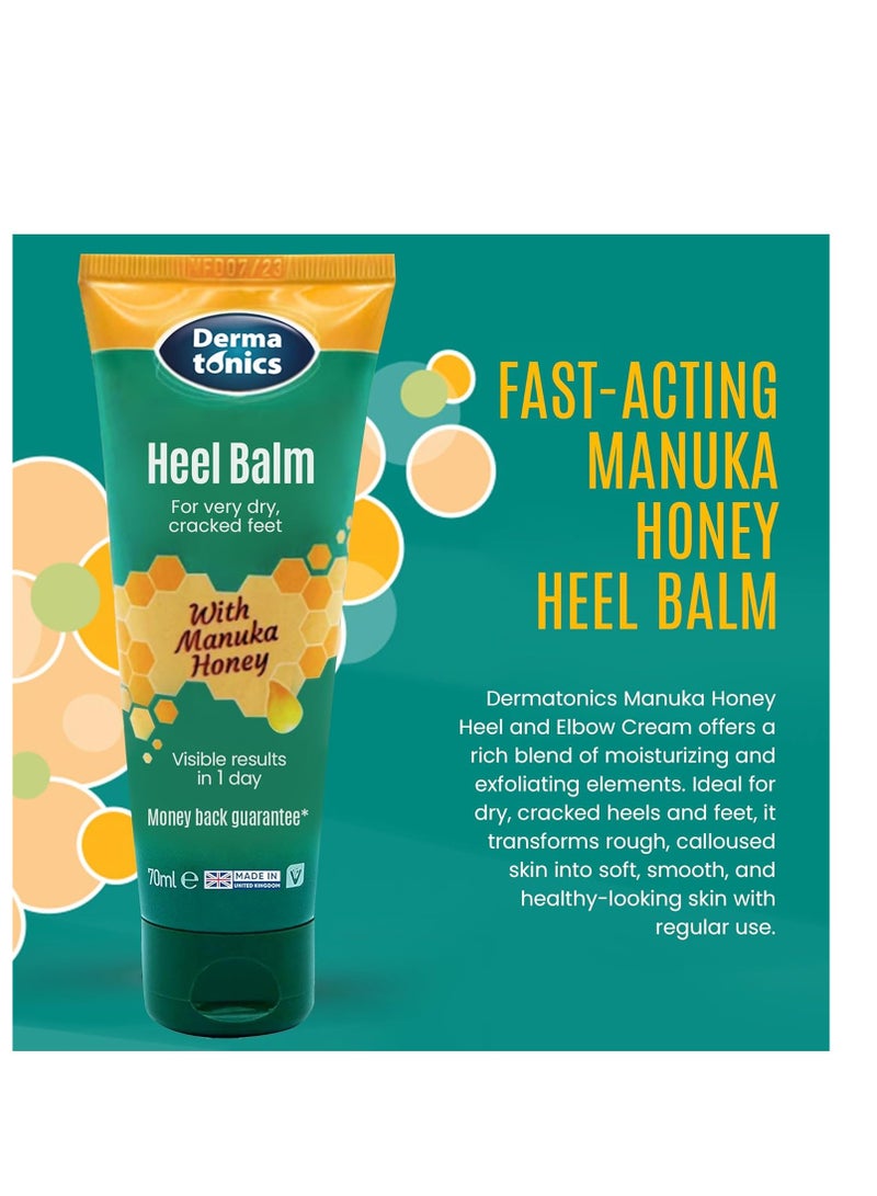 Manuka Honey Heel & Elbow Cream - Moisturizing & Exfoliating Care for Dry, Cracked Heels & Feet, Softening Callus Remover, Hydrating Foot Balm for Smooth, Healthy Skin - 2.37 fl oz Tube