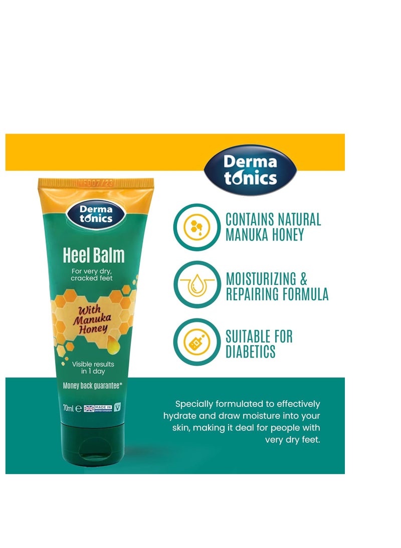 Manuka Honey Heel & Elbow Cream - Moisturizing & Exfoliating Care for Dry, Cracked Heels & Feet, Softening Callus Remover, Hydrating Foot Balm for Smooth, Healthy Skin - 2.37 fl oz Tube